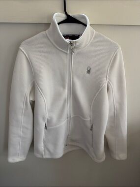 Spyder Core Sweater Full Zip Fleece Jacket White Zip Pockets Ski Layer Women’s L